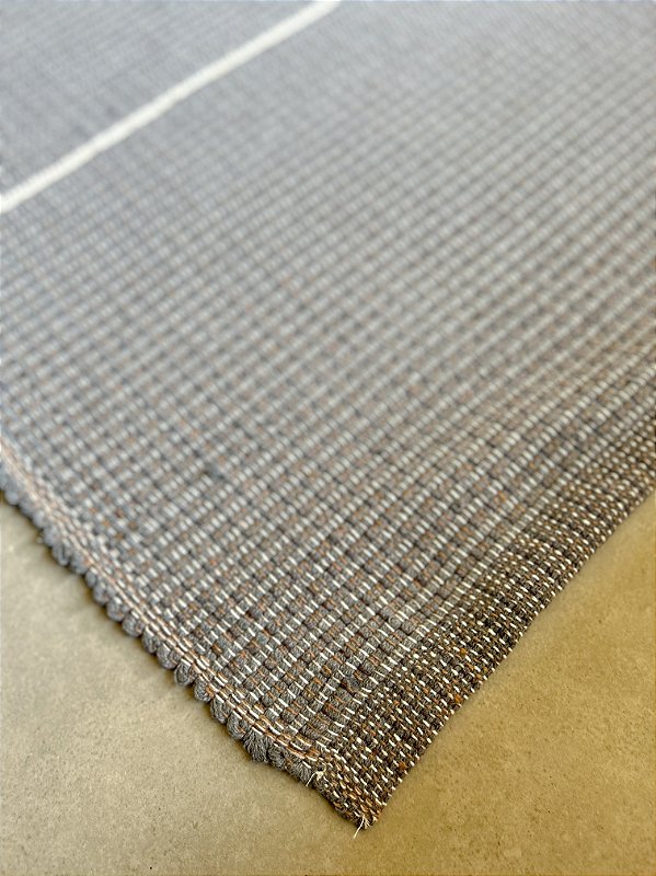 Tapete artesanal algodão clássico duplo cinza com cru 200 x 300 cm