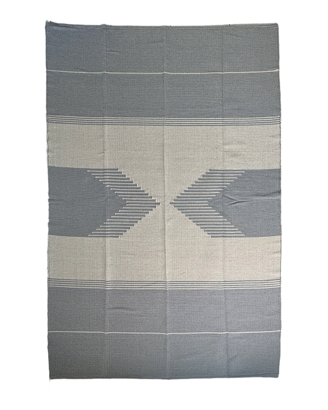 Tapete artesanal algodão clássico duplo cinza com cru 200 x 300 cm
