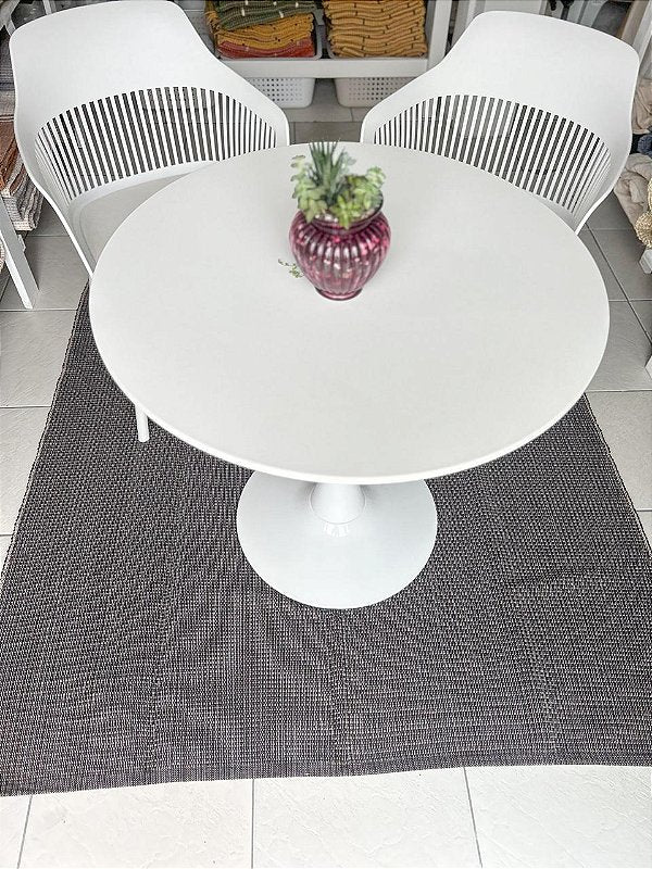 Tapete artesanal algodão quadrado preto liso 150 x 150 cm