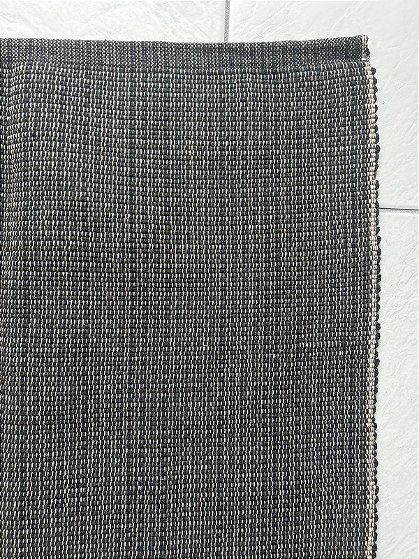 Tapete artesanal algodão quadrado preto liso 150 x 150 cm
