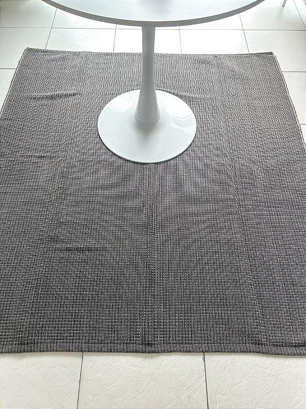 Tapete artesanal algodão quadrado preto liso 150 x 150 cm