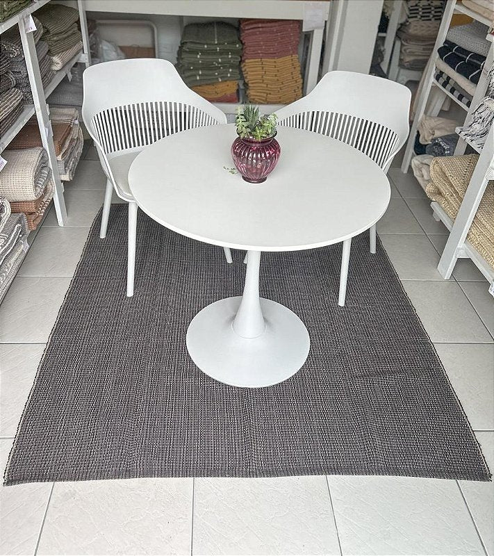 Tapete artesanal algodão quadrado preto liso 150 x 150 cm
