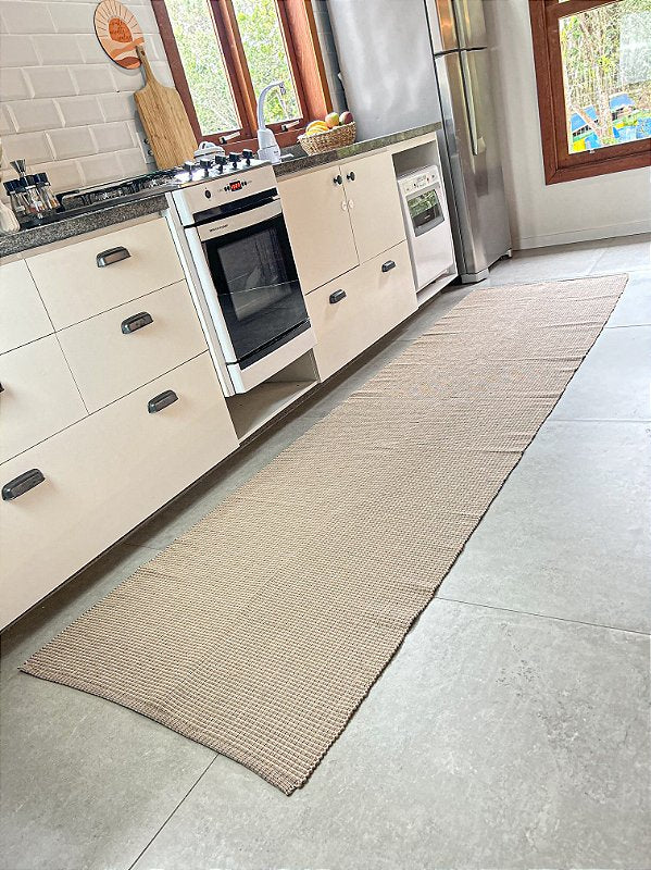 Tapete artesanal algodão maxi passadeira capuccino 80 x 300 cm