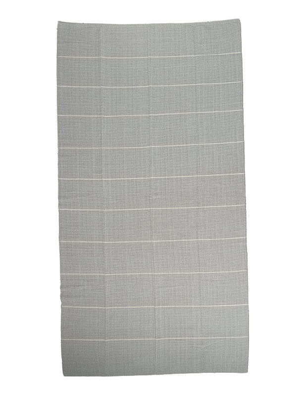 Tapete artesanal algodão slim cinza com cru 150 x 280 cm