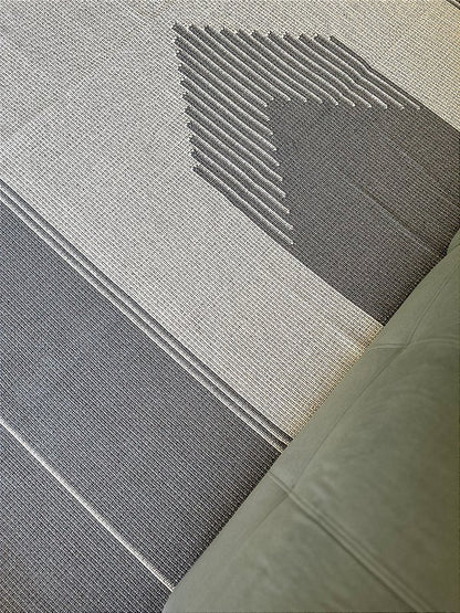 Tapete artesanal algodão clássico duplo cinza com cru 200 x 300 cm
