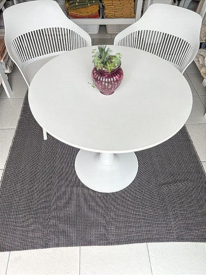 Tapete artesanal algodão quadrado preto liso 150 x 150 cm