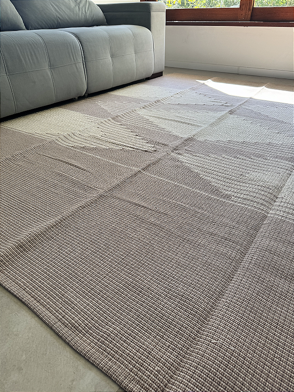 Tapete artesanal algodão maxi areia com cru 200 x 250 cm