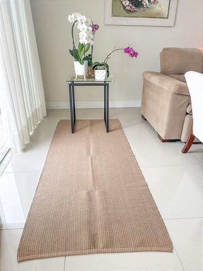 Tapete artesanal algodão multiuso caramelo liso 80 x 200 cm