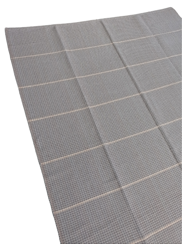 Tapete artesanal algodão slim cinza com cru 150 x 280 cm