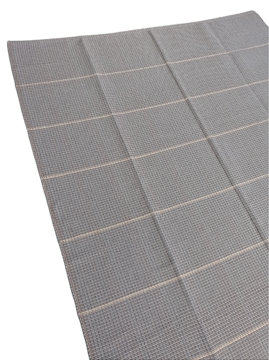 Tapete artesanal algodão slim cinza com cru 150 x 280 cm