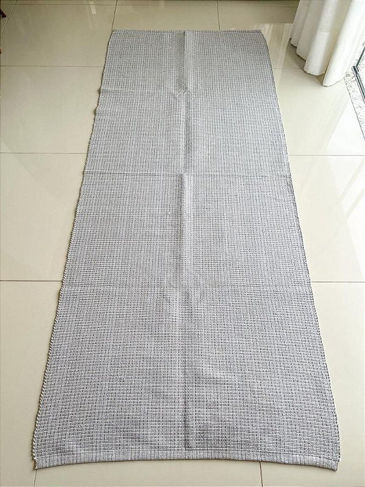 Tapete artesanal algodão multiuso cinza liso 80 x 200 cm