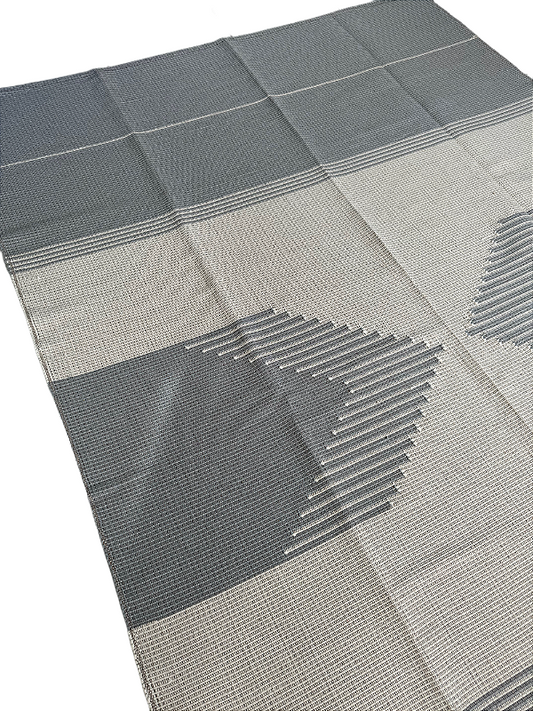 Tapete artesanal algodão clássico duplo cinza com cru 200 x 300 cm