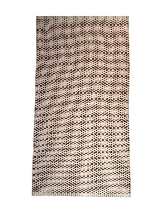 Tapete medio bordado terracota 77 x 140 cm