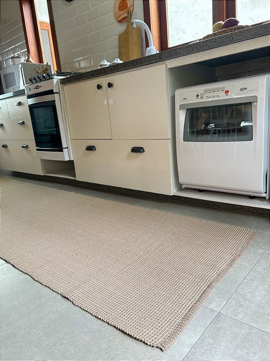 Tapete artesanal algodão maxi passadeira capuccino 80 x 300 cm