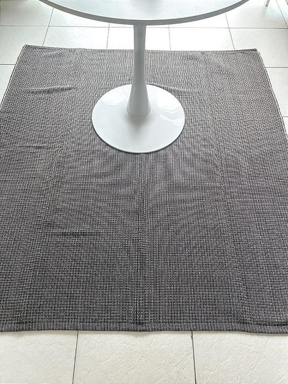 Tapete artesanal algodão quadrado preto liso 150 x 150 cm