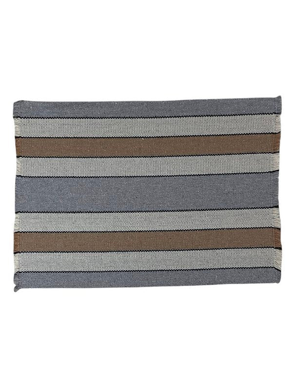Conjunto Americano Artesanal cinza listras com 7 peças