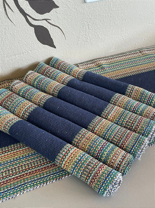 Conjunto Americano Artesanal azul com 7 peças