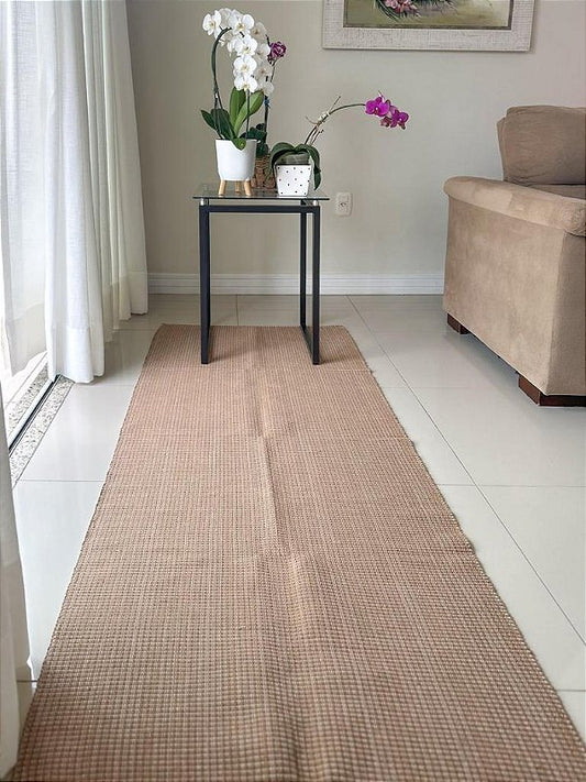 Tapete artesanal algodão multiuso caramelo liso 80 x 200 cm