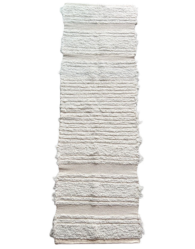 Tapete passadeira Felpuda cru com branco 50 x 150 cm