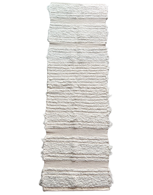 Tapete passadeira Felpuda cru com branco 50 x 150 cm
