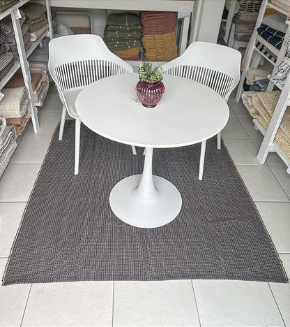 Tapete artesanal algodão quadrado preto liso 150 x 150 cm